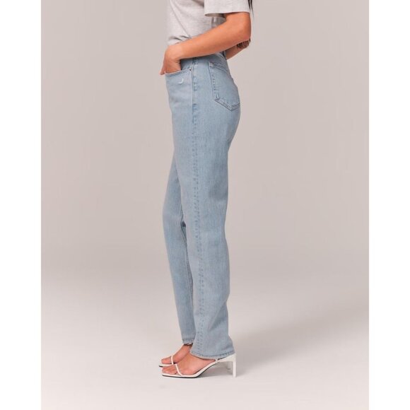 ABERCROMBIE & FITCH High Rise Criss Cross Straight Leg Dad Jeans, Size 29/8 - Picture 2 of 16